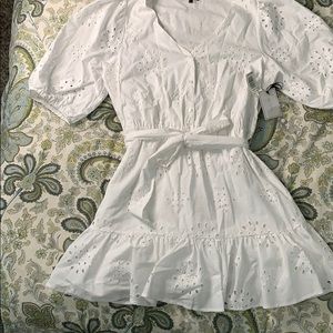 White eyelet dress tie waist